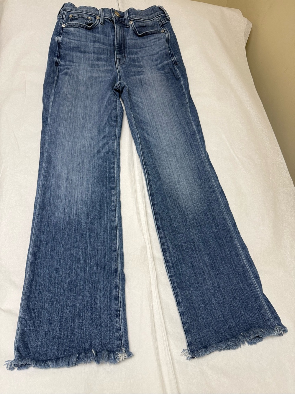 🔷AYR "The Bomb Pop" jeans raw hem straight-leg cut in a dark wash denim.🔷
